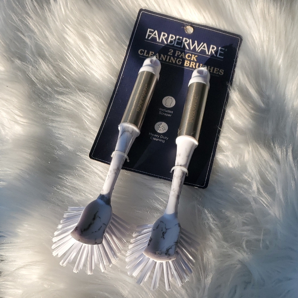 Farberware Cleaning Brushes Set Of2 Includes Scraper For Heavy Duty Cleaning New
